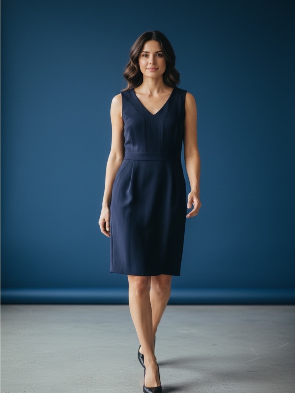 J. Crew Women’s Size 16 Sleeveless V-Neck Navy Sheath Dress